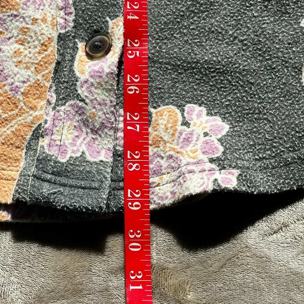 Free People Ruby, Charcoal Floral Button-Up Shacket with Peach & Lavender Prints - Picture 11 of 12